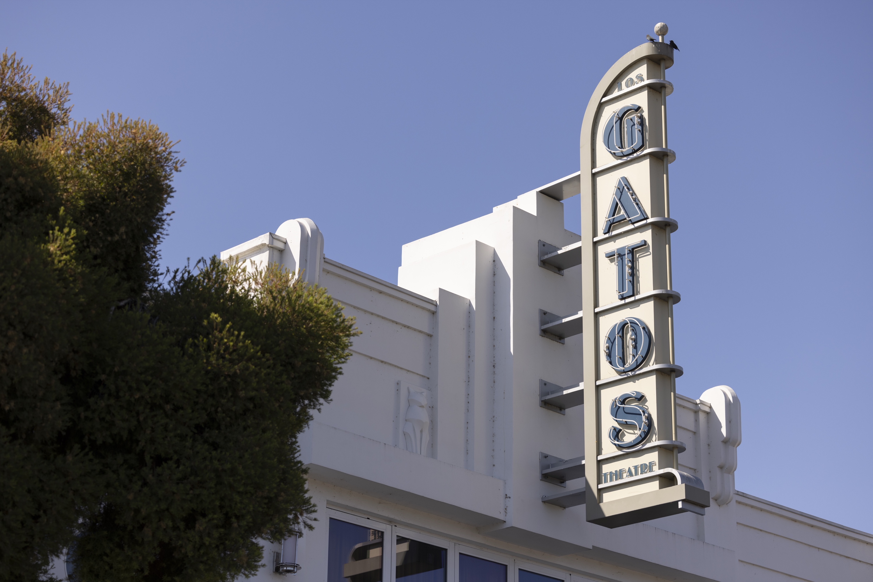 Historic Los Gatos Theatre sign in downtown Los Gatos, California