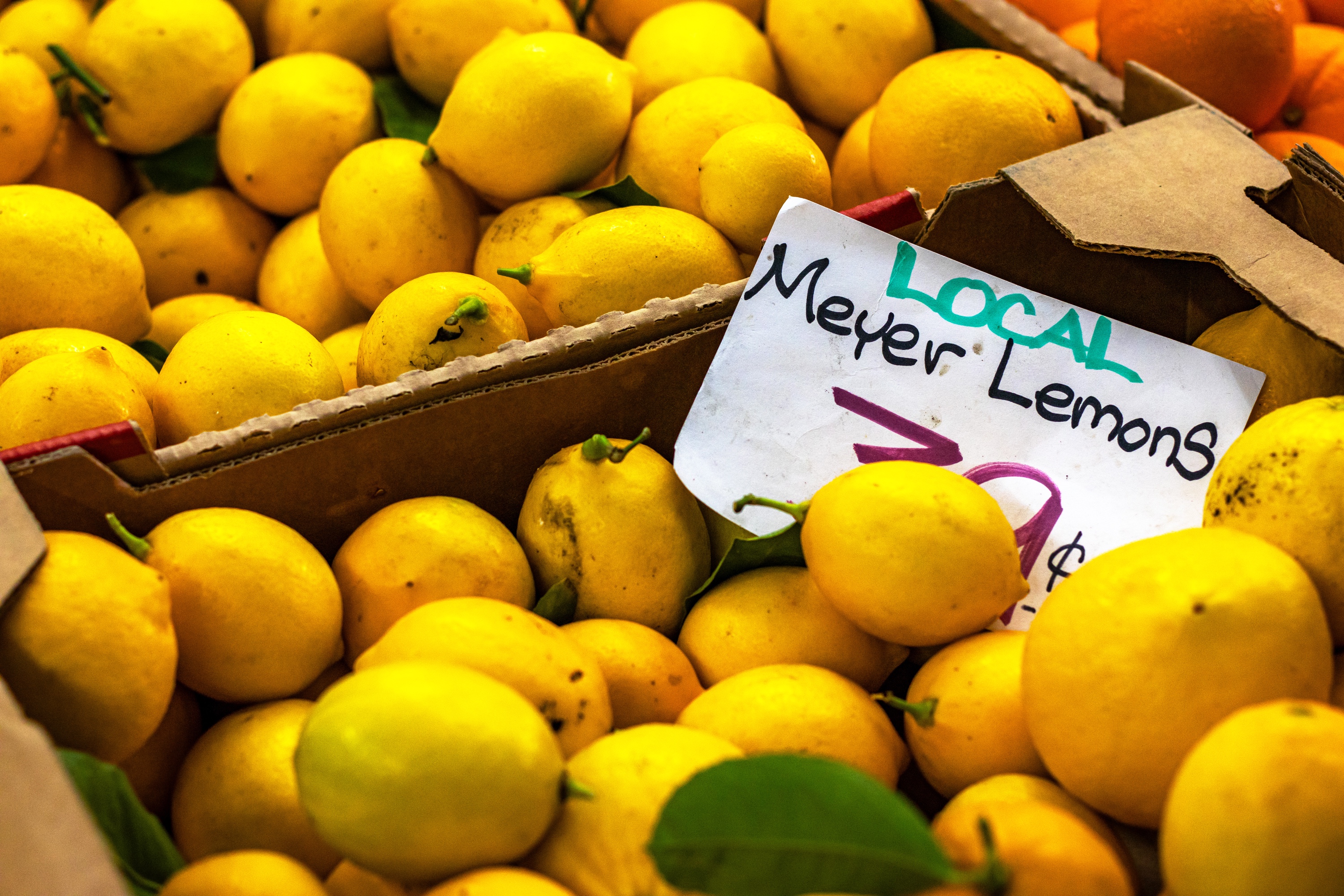 Local produce displayed for sale at a California farmers market