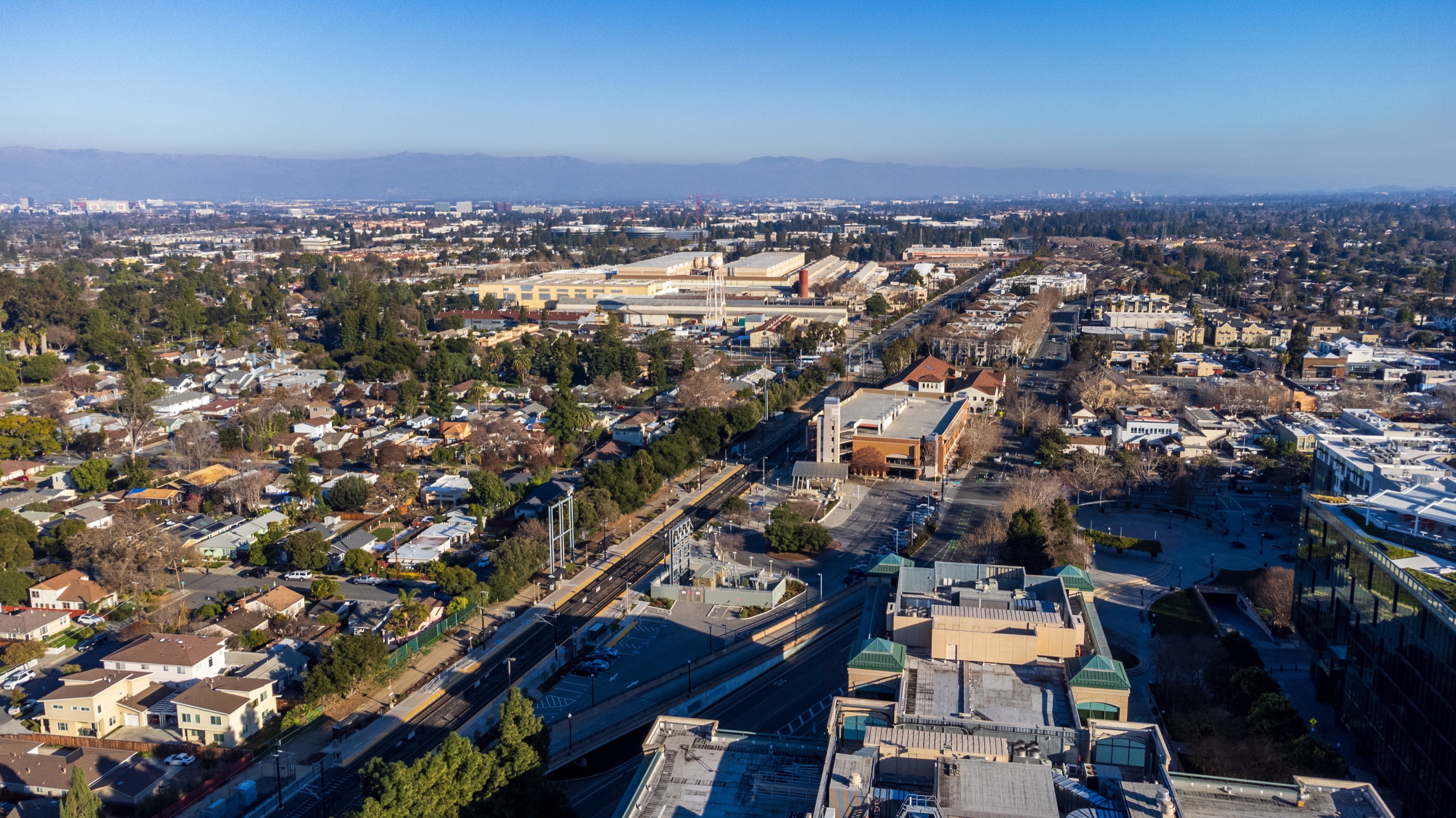 Transit-adjacent residential development around the downtown Sunnyvale train station