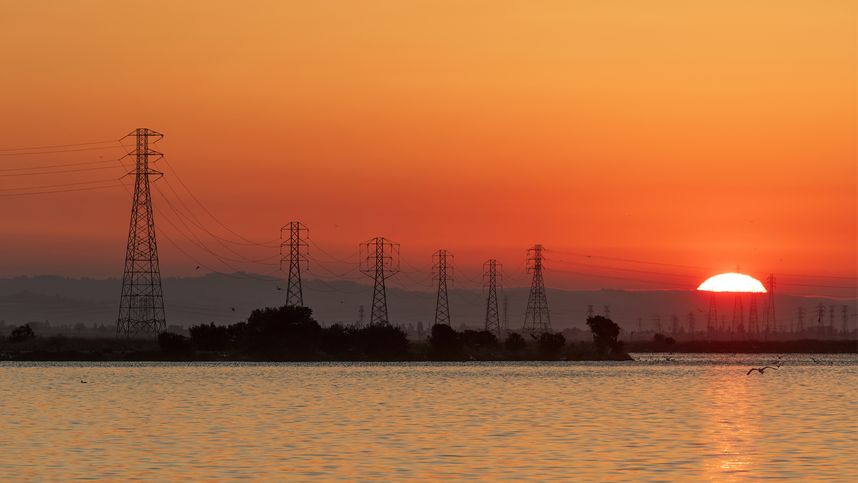 Vibrant Sunset over Guadalupe Slough in Sunnyvale Baylands