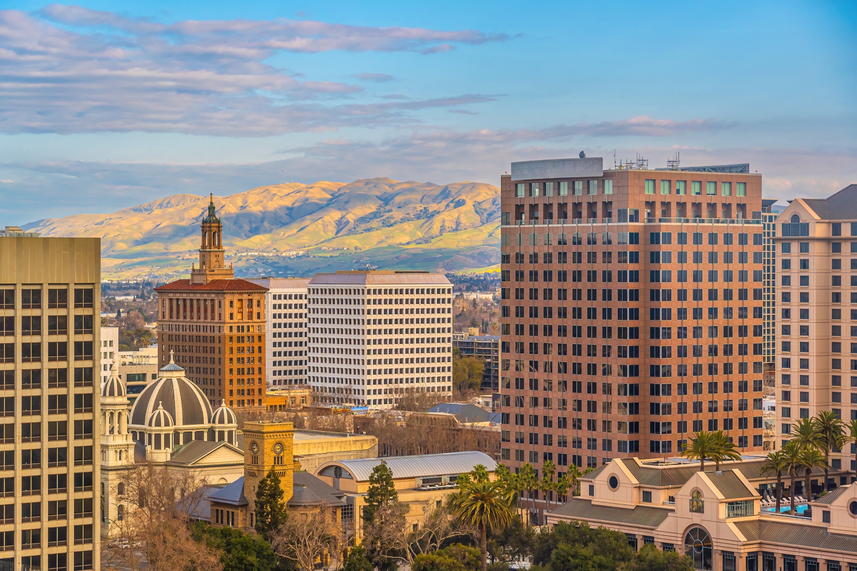 Downtown San Jose skyline with the Silicon Valley basin beyond