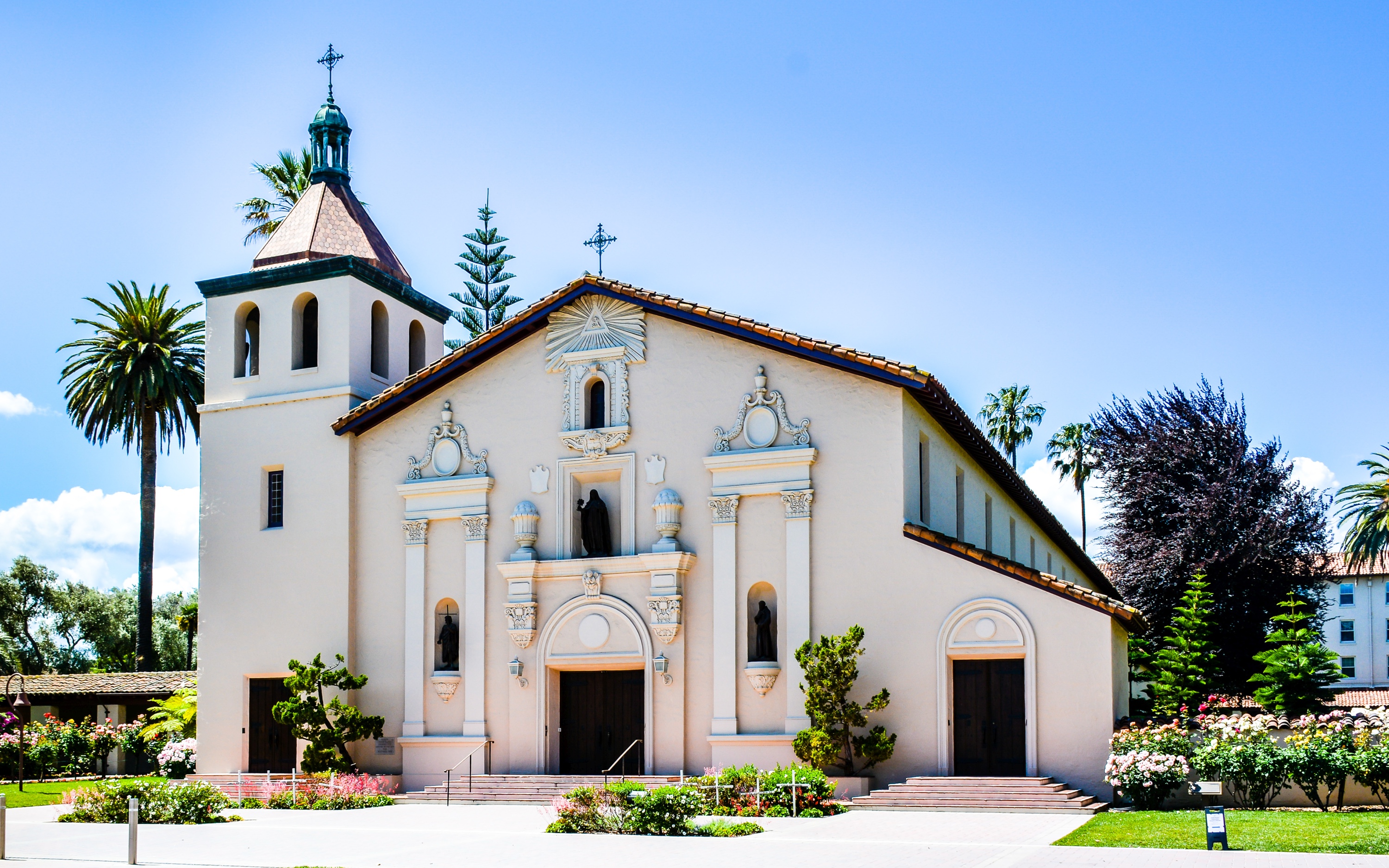 Mission Santa Clara de Asis in the Old Quad neighborhood of Santa Clara, California