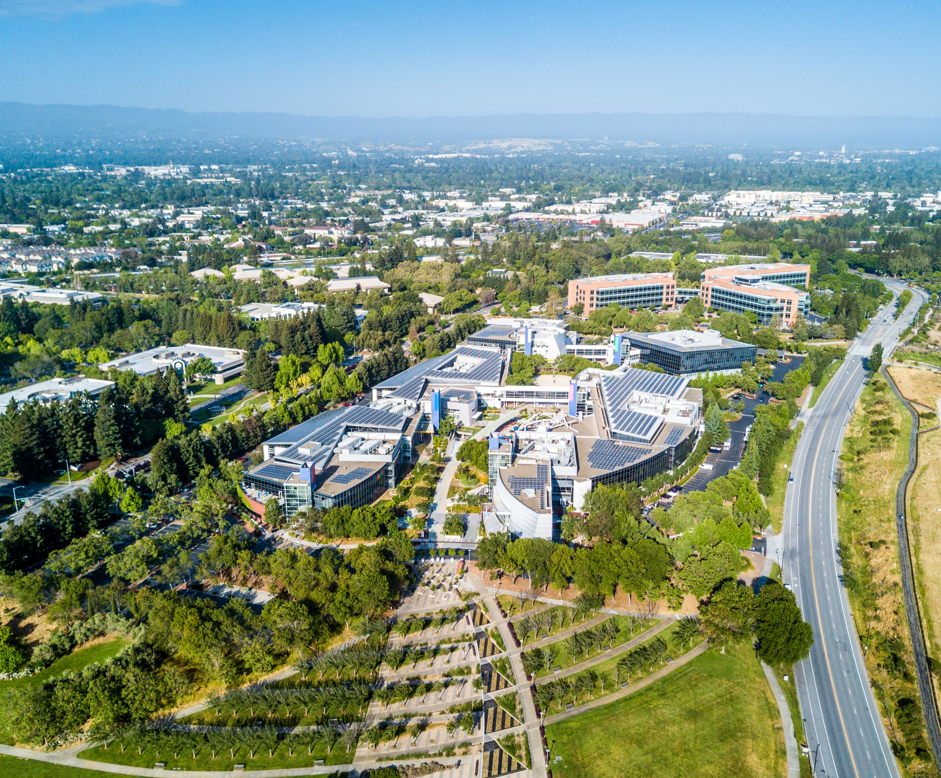 Googleplex and Mountain View neighborhood aerial view — Brad Bell Realty Silicon Valley